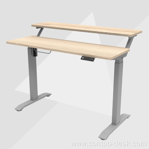 Electric Raising Desk Adjustable Motorized Computer 2 Layers Laptop Standing Desk for Office Furniture